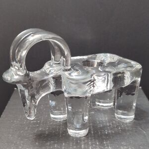 VGT,Costa Boda Glass Ram Taper Candle Holder.